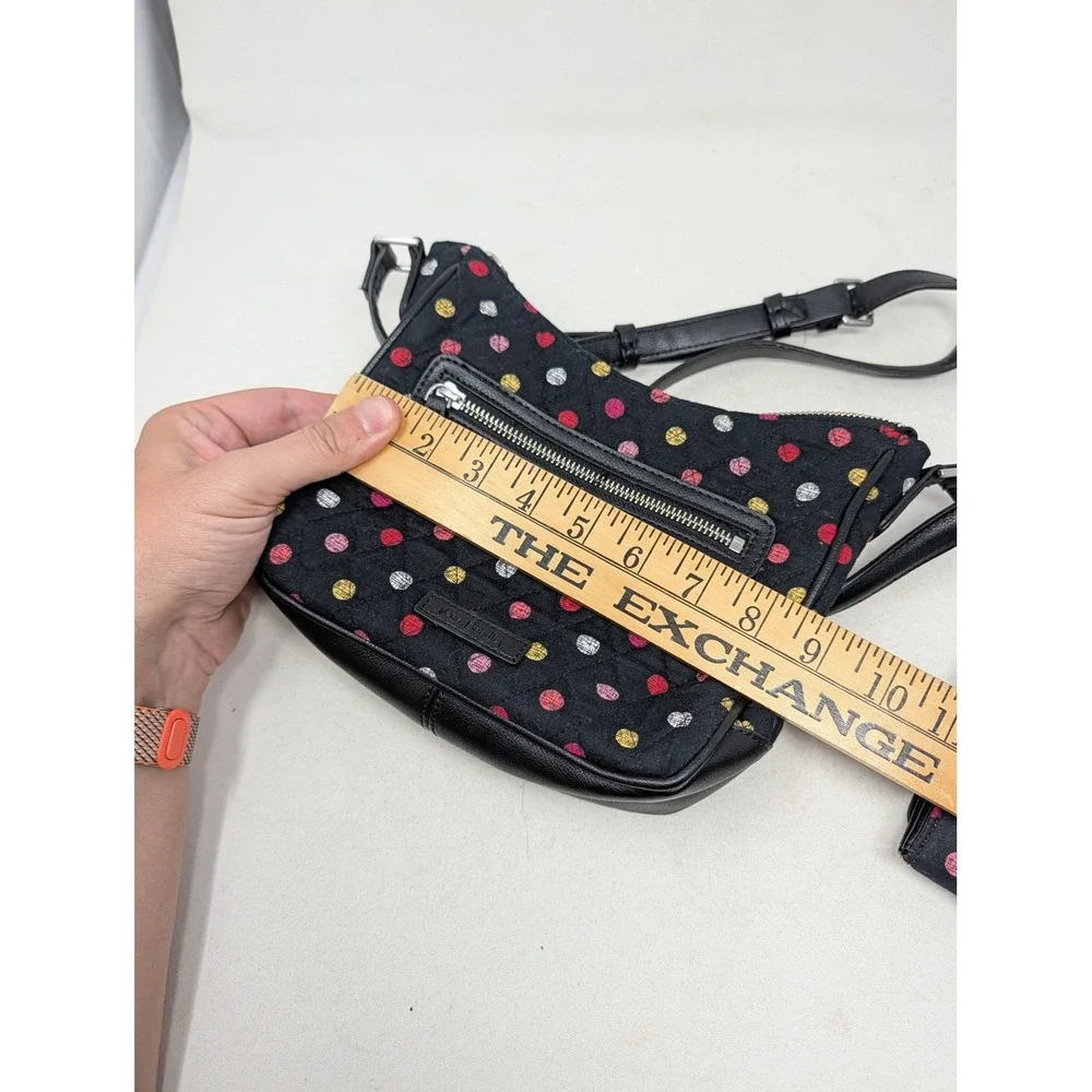 Vera Bradley Black Polka Dot Quilted Crossbody Bag and Matching Wallet Set
